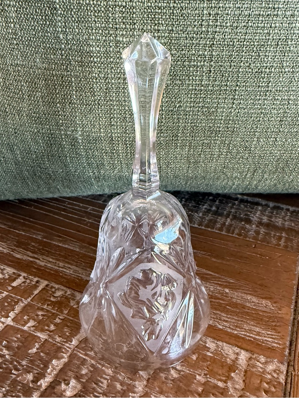 Vintage Crystal Decorative Bell - Clear Glass Home Art ( w/o clapper)